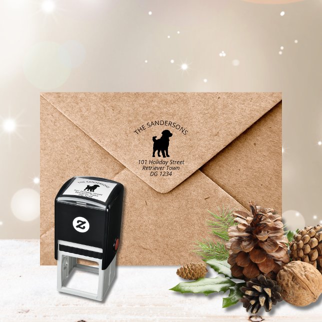 Carimbo Auto Entintado Golden Retriever Silhouette Address (Golden retriever self inking return address stamp)