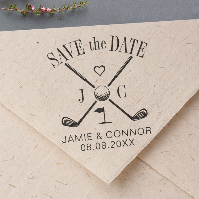 Carimbo Auto Entintado Golf Let's Par-Tee Wedding Save the Date (Criador carregado)