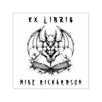 Gótica Gargoyle Guardando Livro Horror Ex Libris