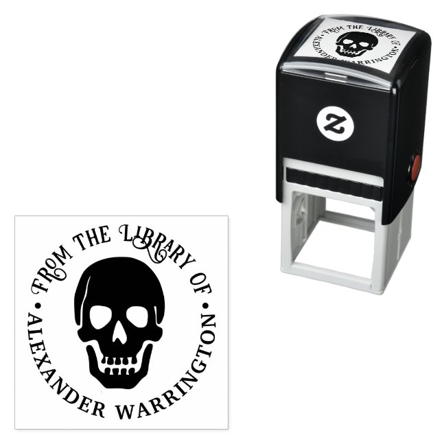 Carimbo Auto Entintado Gótico Caveira Humana "da biblioteca de" Nome do L (In Situ)