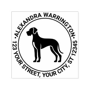 Carimbo Auto Entintado Great Dane Dog Standby Silh Name Endereço de Retor