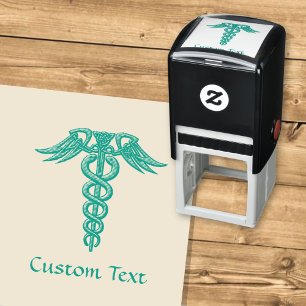 Carimbo Auto Entintado Green Celtic Knot Caduceus