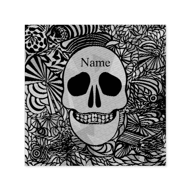 Carimbo Auto Entintado Halloween Hippie Skull Thunder_Cove (Design)