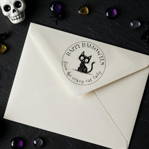 Carimbo Auto Entintado Halloween Scruffy Cat 'Da Louca Senhora De Gato'