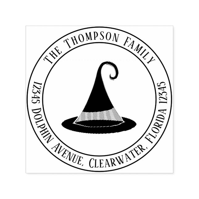 Carimbo Auto Entintado Halloween Simple Return Address Witch Hat (Design)