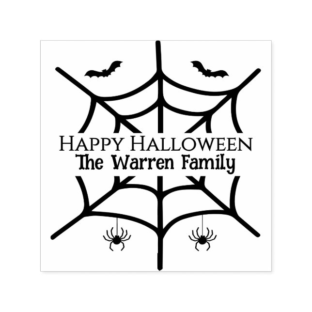 Carimbo Auto Entintado Halloween Spooky Spiderweb Bats (Design)