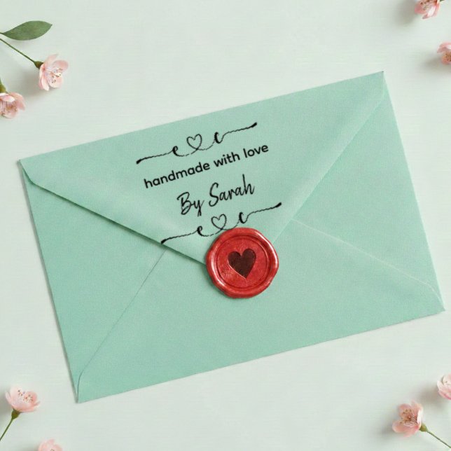 Carimbo Auto Entintado Handmade With Love Custom Name Label Stamp (Criador carregado)