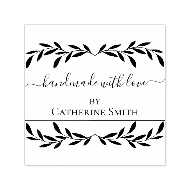 Carimbo Auto Entintado Handmade with Love flower Rubber Stamp (Design)