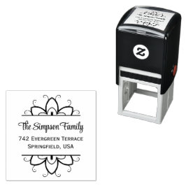 Carimbo Auto Entintado Handwritten Family Address Stamp with Wildflowers