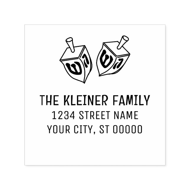 Carimbo Auto Entintado Hanukkah Dreidels Nome Endereço de Devolução (Design)