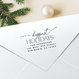 Carimbo Auto Entintado Happiest Holidays Elegant Christmas Return Address