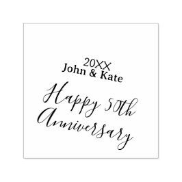 Carimbo Auto Entintado Happy 50th anniversary purple name year simple 