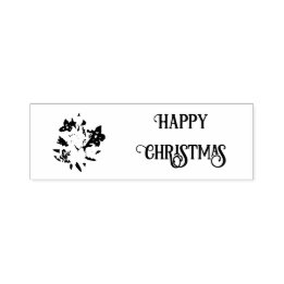 Carimbo Auto Entintado Happy Christmas Floral Rubber Stamp