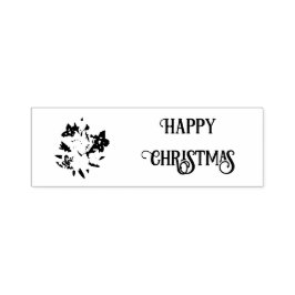 Carimbo Auto Entintado Happy Christmas Floral Rubber Stamp