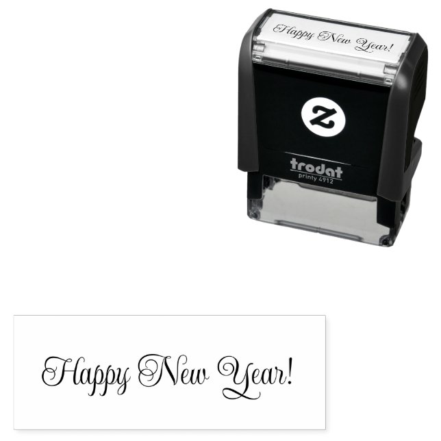 Carimbo Auto Entintado Happy New Year! Cursive Script Text Template (In Situ)