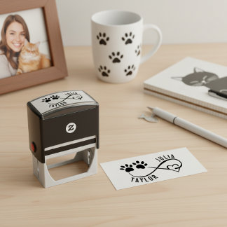 Carimbo Auto Entintado Heart and Paws Name Stamp for a Dog Lover