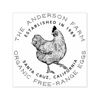 Carimbo Auto Entintado Hen Rustic-Drawn | Fazenda de ovos de galinha