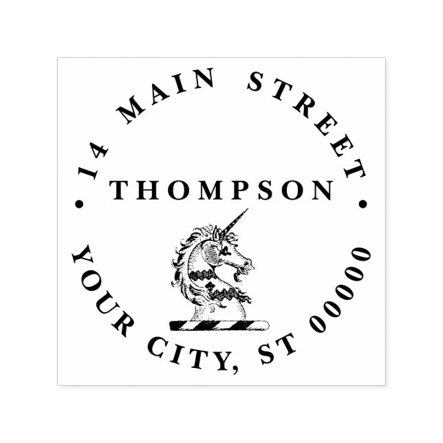 Carimbo Auto Entintado Herádico Casaco de Braços do Unicórnio Emblem (Design)