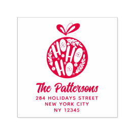 Carimbo Auto Entintado Ho Ho Ho Christmas Bauble Name Endereço de Devoluç