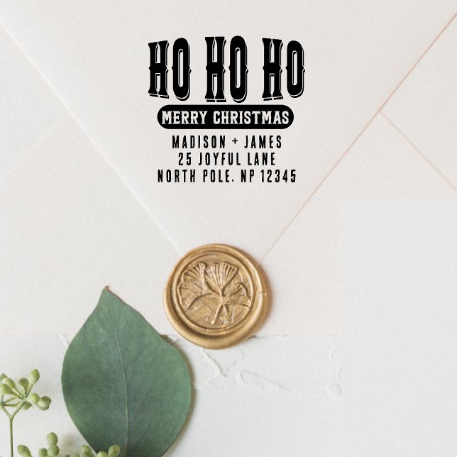 Carimbo Auto Entintado Ho Ho Ho Feliz Endereço de Regresso de Natal (Criador carregado)