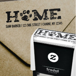 Carimbo Auto Entintado HOME Dog Lover - Paw Print - Return Address