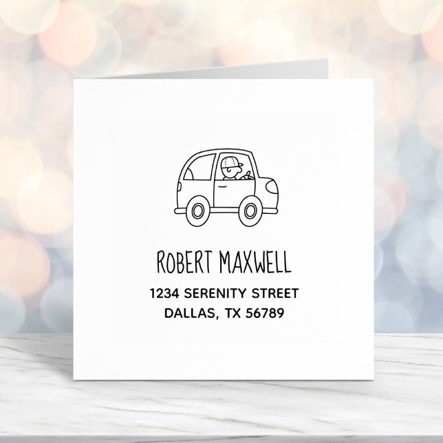 Carimbo Auto Entintado Homem dirigindo um endereço de carro (Criador carregado)