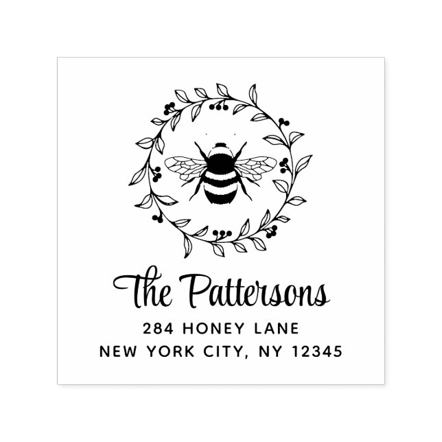 Carimbo Auto Entintado Honey Bee Professional Personal Return Address (Design)