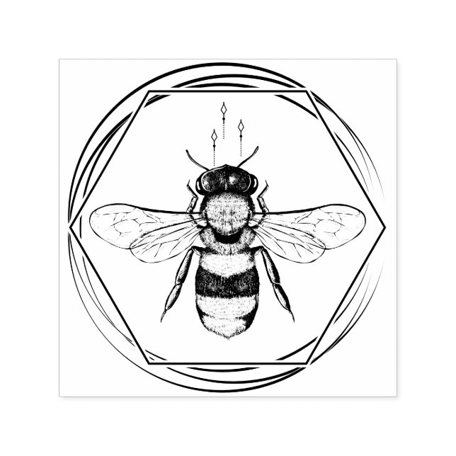 Carimbo Auto Entintado Honeycomb Apiary Skincare Tattoo Art Bee (Design)