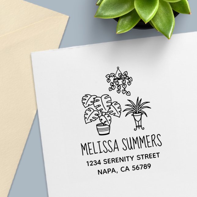 Carimbo Auto Entintado Houseplants Hobby Address (Criador carregado)