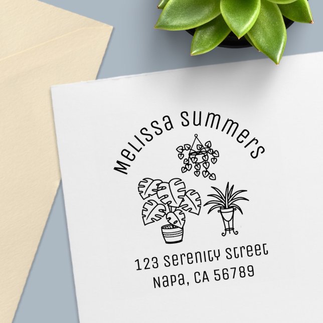 Carimbo Auto Entintado Houseplants Hobby Arch Address (Criador carregado)