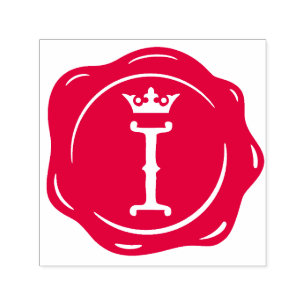 Carimbo Auto Entintado I - Antiga cera - Coroa gótica - Letra inicial