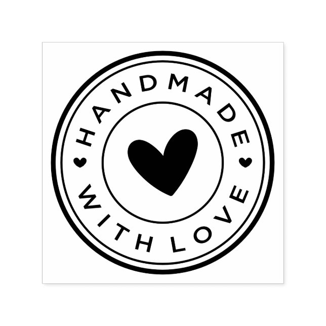 Carimbo Auto Entintado Ícone Redondo Feito à Mão Com Amor (Design)