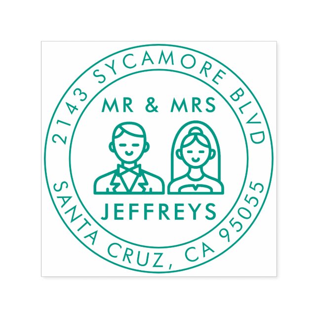 Carimbo Auto Entintado Ícones de casamento modernos | Endereço de Sr & Sr (Design)
