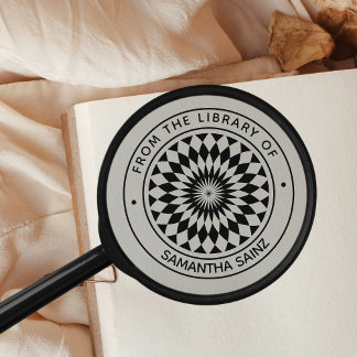 Carimbo Auto Entintado Ilusão Óptica da Biblioteca da Borracha do Livro S