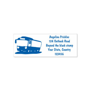 Carimbo Auto Entintado Ilustração de desenho animado de um ônibus moderno
