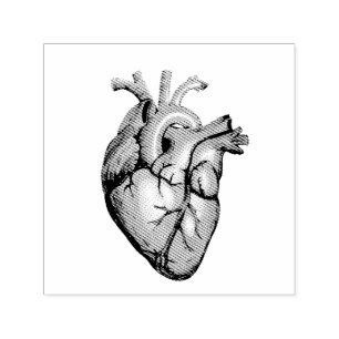 Carimbo Auto Entintado Ilustração Vintage de Coração