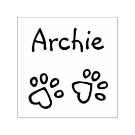 Carimbo Auto Entintado Impressões de Pata de Coração Doce com Nome Assina