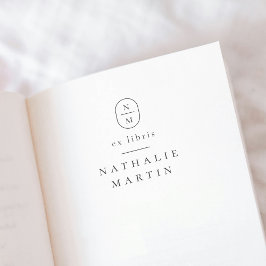 Carimbo Auto Entintado Iniciais Elegantes Simples Ex Libris Modern Book