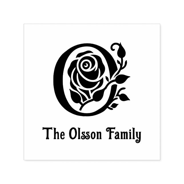 Carimbo Auto Entintado Inicial Negrito com Nome da Família Rosa Data Estd (Design)