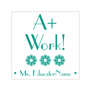 Carimbo Auto Entintado Inspirando "A+ Work!" + Nome do Tutor Personalizad