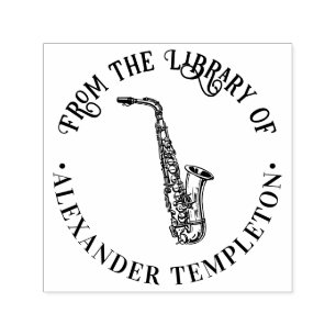 Carimbo Auto Entintado Instrumento Musical Saxofone Nome do Livro da Bibl