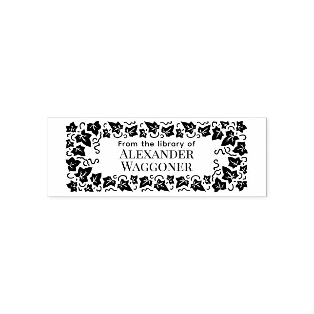 Carimbo Auto Entintado Ivy deixa o quadro "Da biblioteca do" nome do livr (Design)