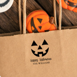 CARIMBO AUTO ENTINTADO JACK O LANTERN FELIZ HALLOWEEN NOME DA FAMÍLIA