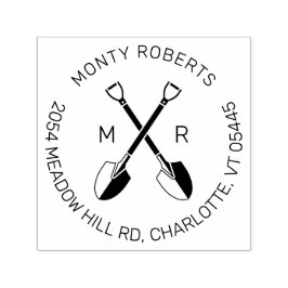 Carimbo Auto Entintado Jardineiro Espadas Cruzadas Logotipo Redondo Ender