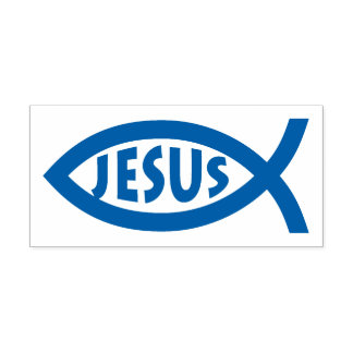 Carimbo Auto Entintado Jesus | Símbolo de peixe cristão