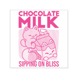 Carimbo Auto Entintado Kawaii Chocolate Milk Cat – Cozy Drink & Cuteness