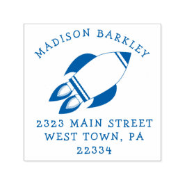 Carimbo Auto Entintado Kids Rocket Ship Cut Return Address Stamp