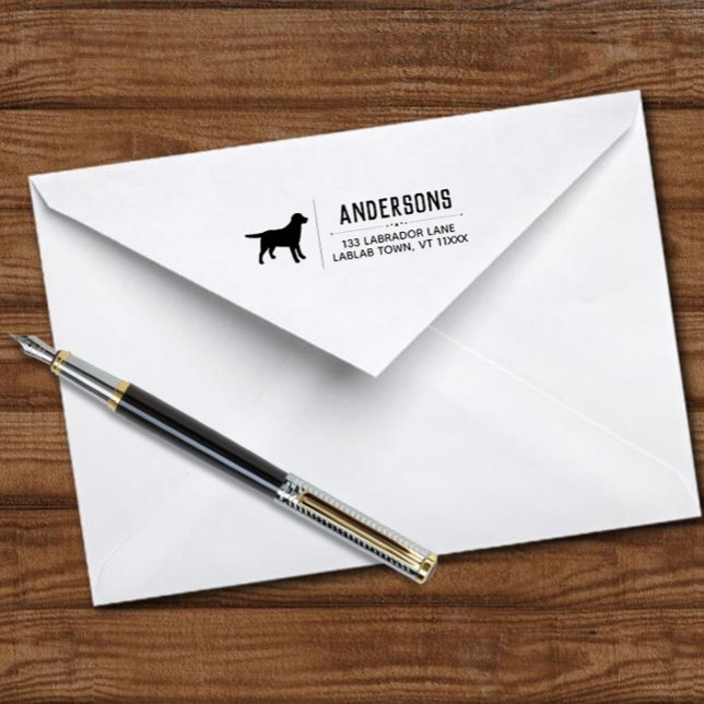Carimbo Auto Entintado Labrador Outline Return Address (Labrador Standing Silhouette Return Address Self-inking Stamp.)