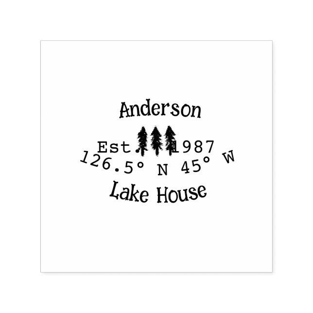 Carimbo Auto Entintado Lago House ets. Data ano em que as coordenadas per (Design)