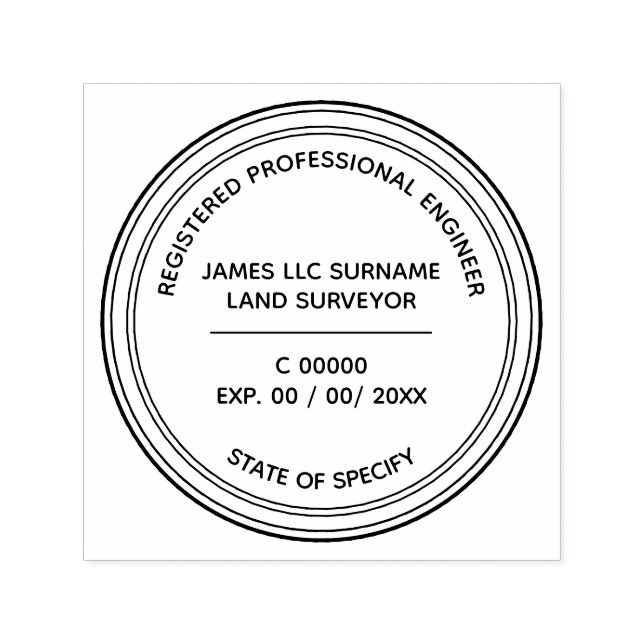 Carimbo Auto Entintado Land Surveyor Engenheiro Professional round (Design)